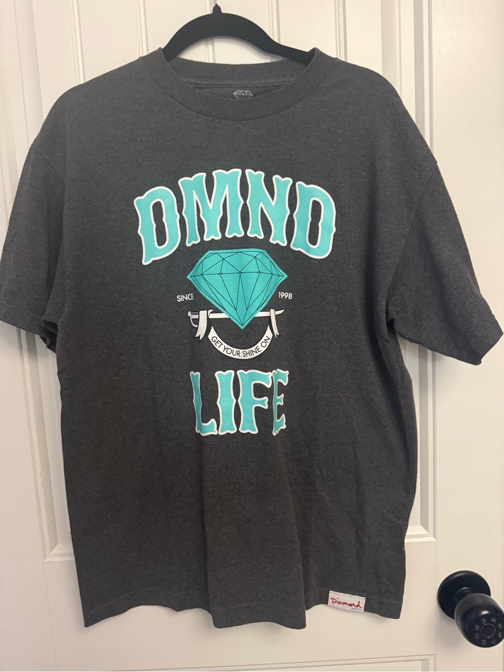 Diamond Supply Co. Life Graphic Tee - Charcoal with Teal Print